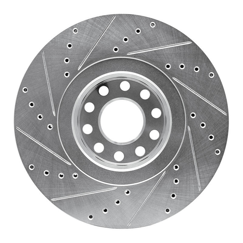 Audi A8 Brake Rotor (1) - Front Right - R1 Concepts - Drilled & Slotted - Silver - `00-`03